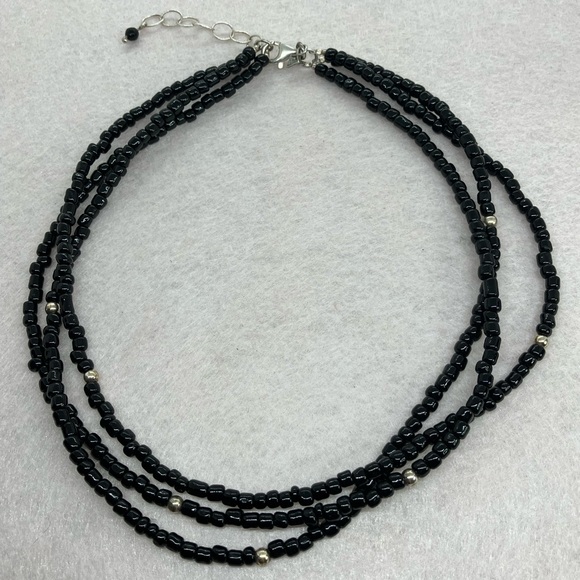 Silpada Sterling Silver & Black Glass Bead Multi Strand Necklace | N1500 Retired - Picture 2 of 10